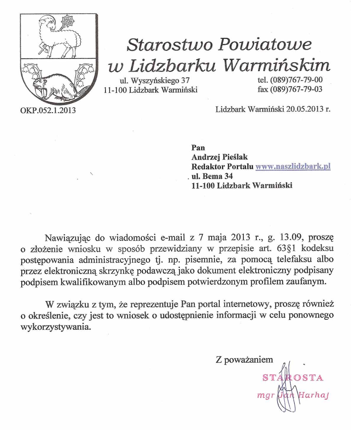 Wzór Wniosku O Udostepnienie Informacji Publicznej Nasz Lidzbark