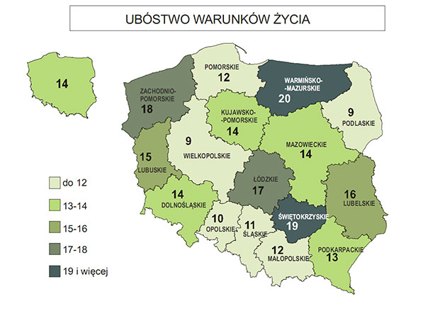 Mapa ubóstwa w Polsce. Najgorzej jest w Warmińsko-Mazurskim. ubóstwo-życia