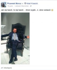 Radny Moroz Przemysław , członek Komisji Kultury. fot - FB
